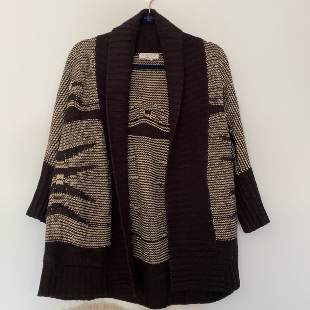 Black and Tan Oversize Cardigan